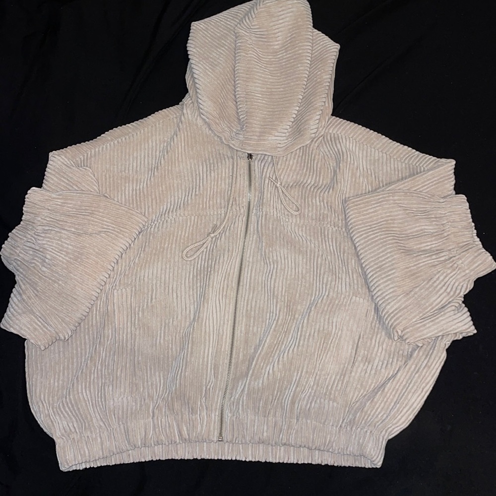 Light brown crop top velvet sweater